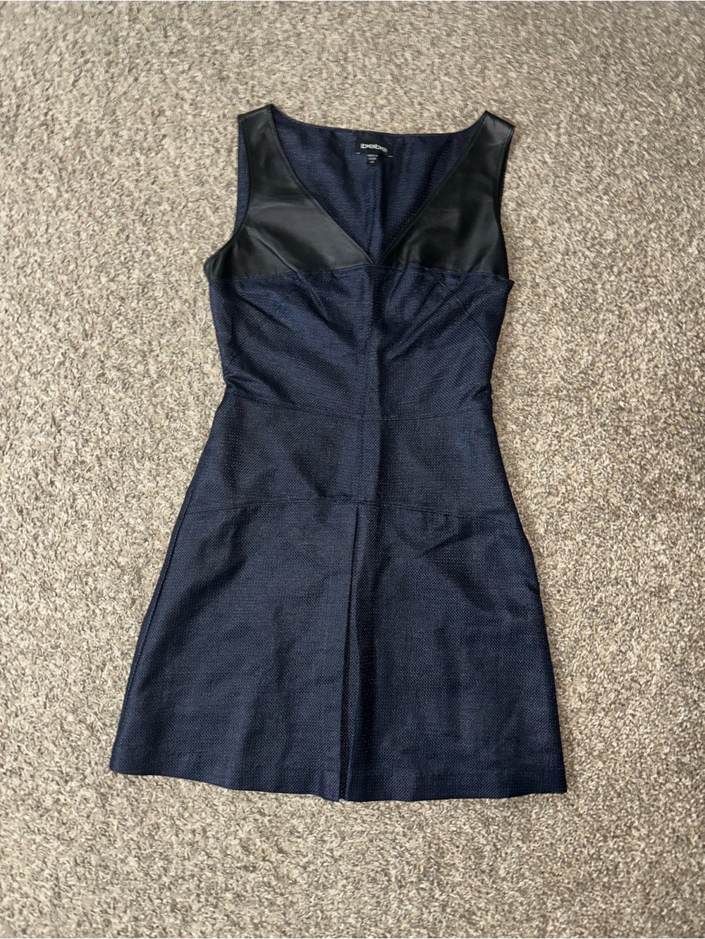NWOT! Bebe Blue and Black Leather Dress size XS